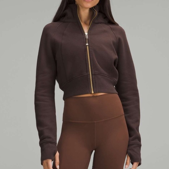 lululemon athletica Tops - NWT Lululemon Scuba Full Zip Cropped Hoodie Espresso Size 6